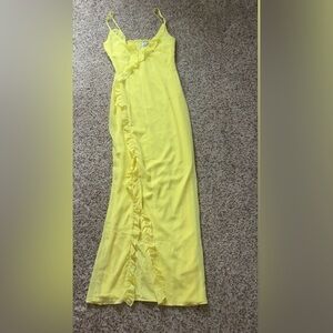 Beginning Boutique x holly muller yellow ruffle dress